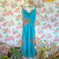 90's Blue Slim Floral Dress