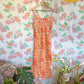 90's Orange Floral Midi Dress