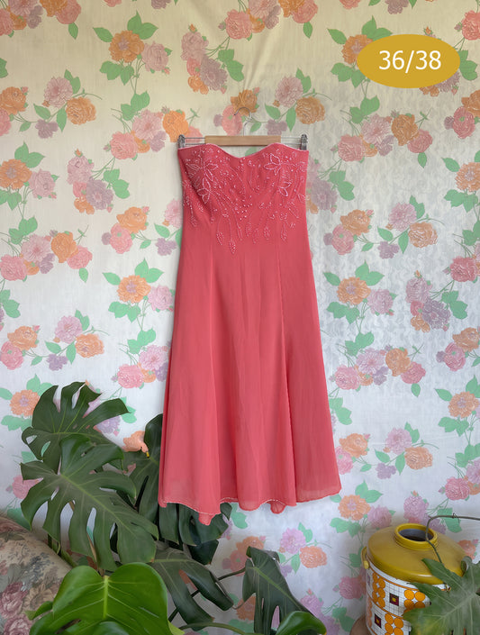 2000’s Coral Strapless Evening Dress