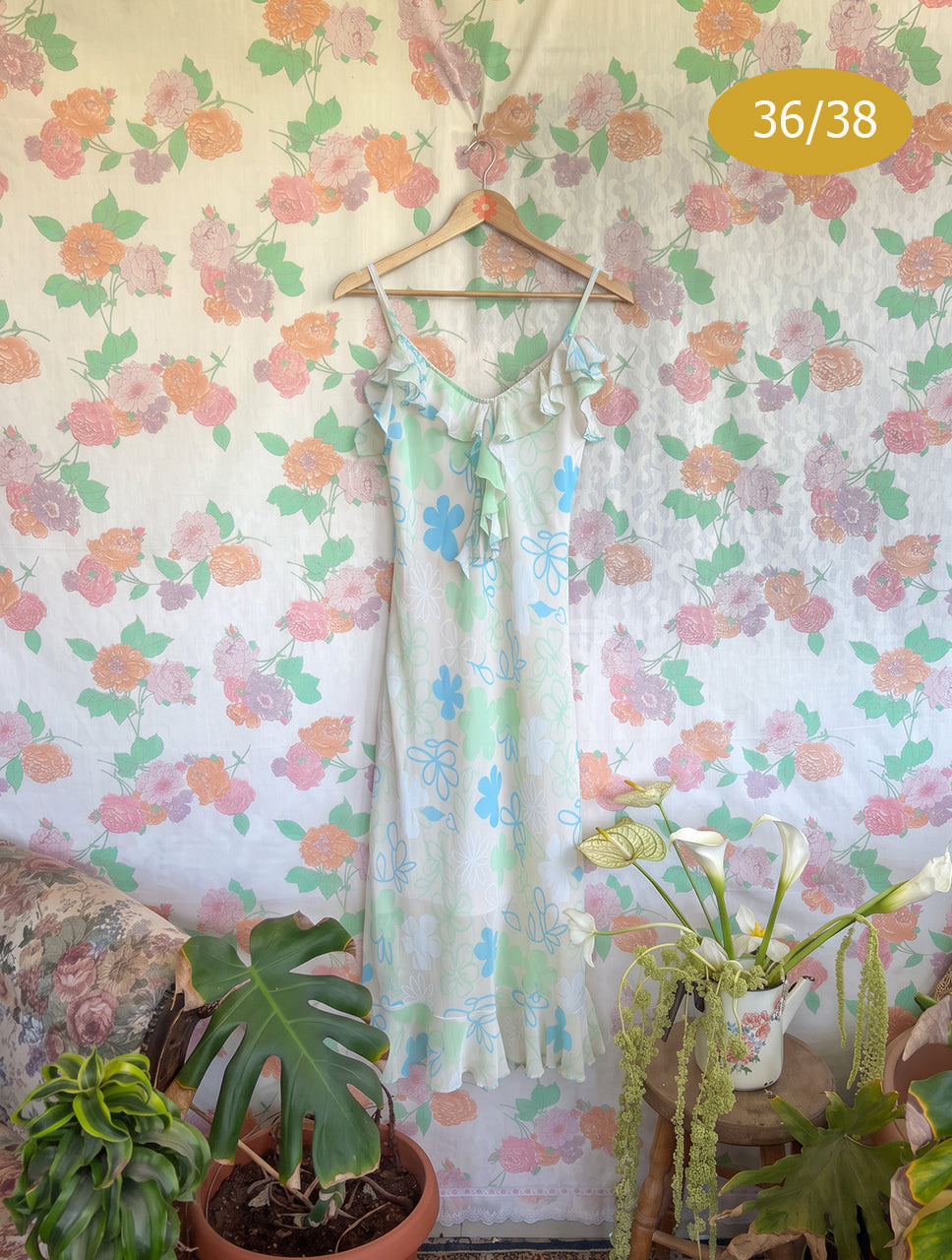 90’s Floral Crepe Dress