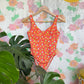 90's Red Floral Swimsuit