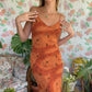 90's Deep Orange Slip Dress