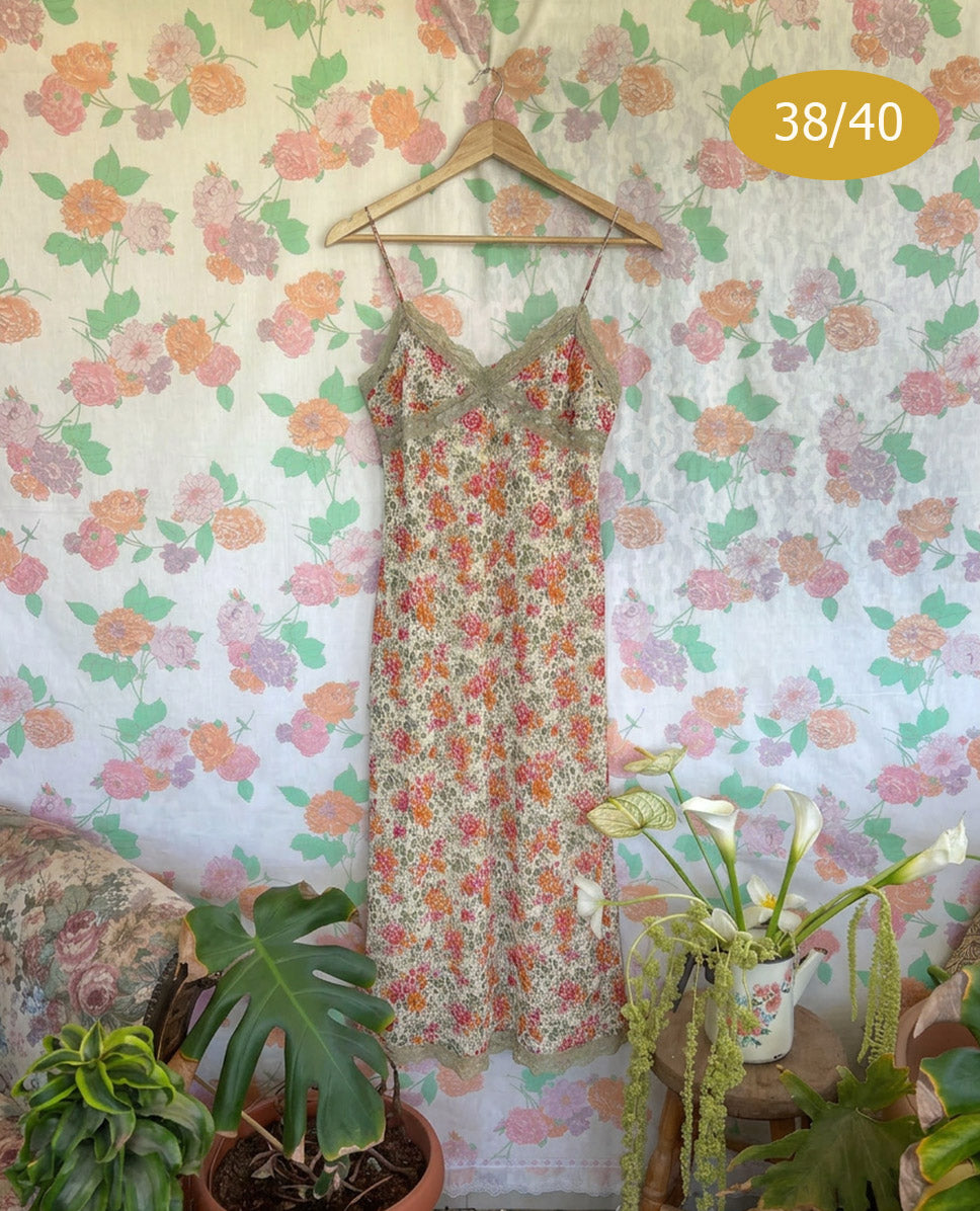 00's Floral Lace Slip Dress
