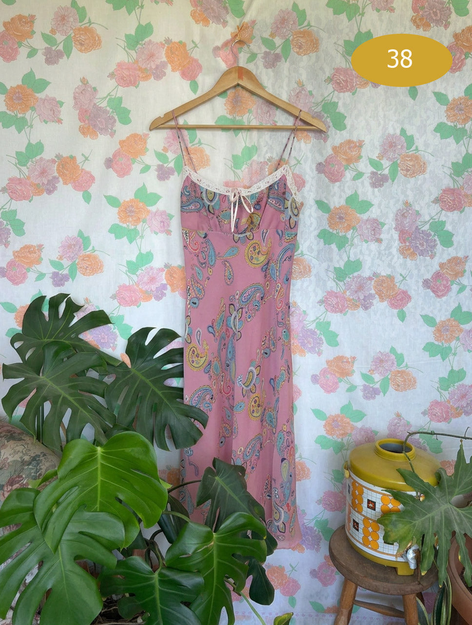 90's Pink Paisley Slip Dress