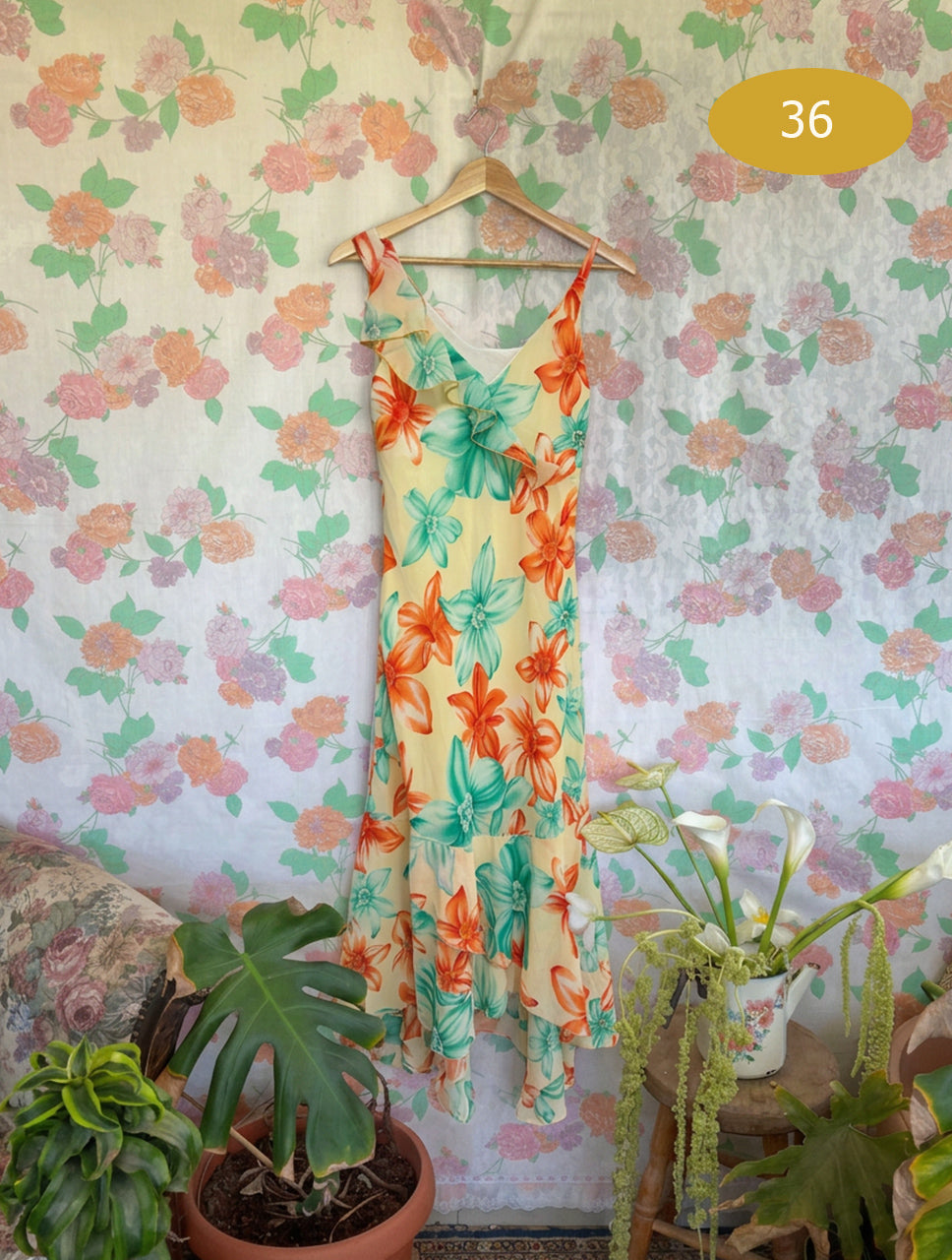 90's Tropical Floral Slip Dress