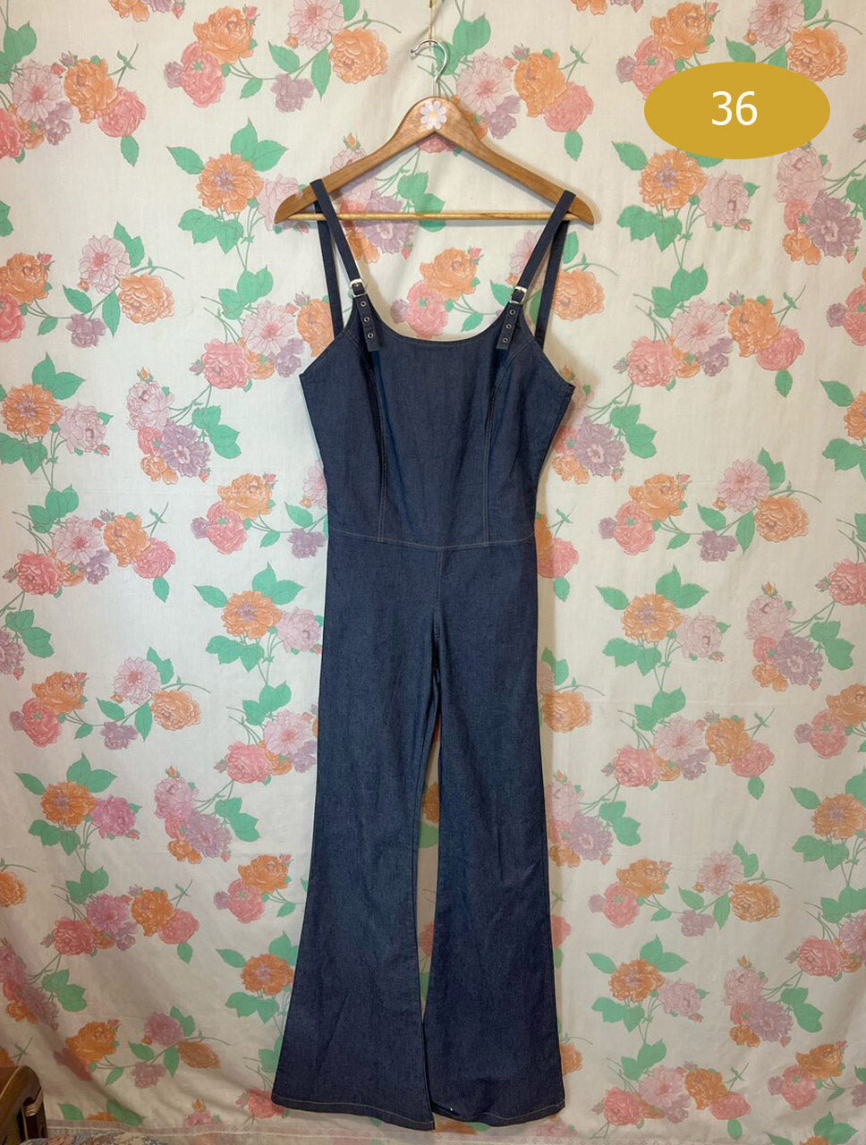 00's Denim Flare Jumpsuit