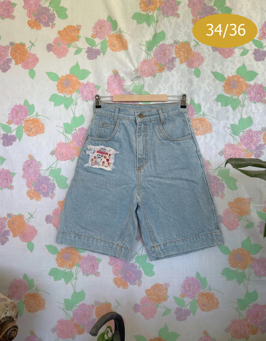 90's High Waist Patch Shorts