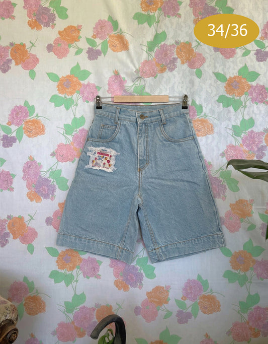 90's High Waist Patch Shorts