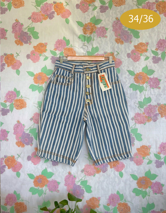 90's Deadstock Striped Denim Bermuda