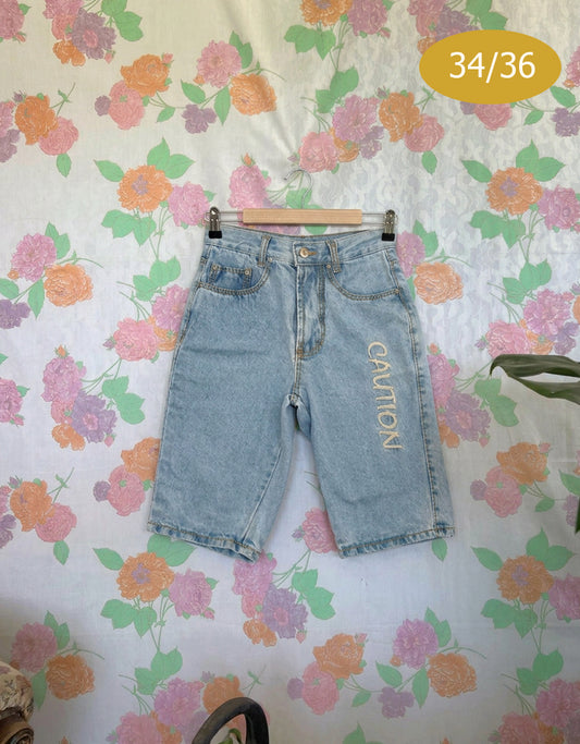 90's Light Wash Caution Bermuda