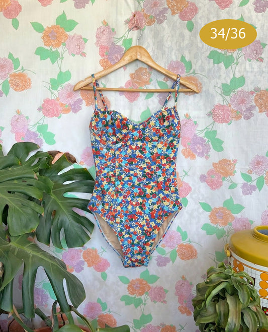 90's Deadstock Acqua Mundi Floral Swimsuit