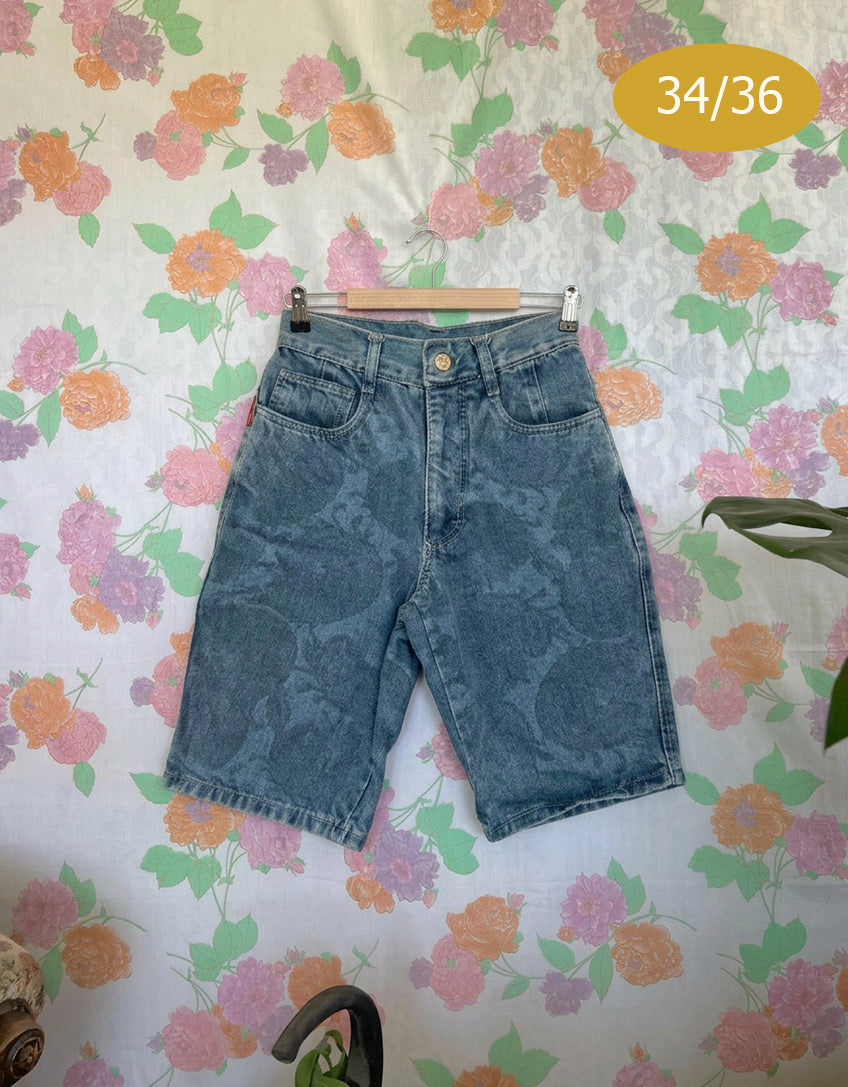 90's Printed Denim Bermuda