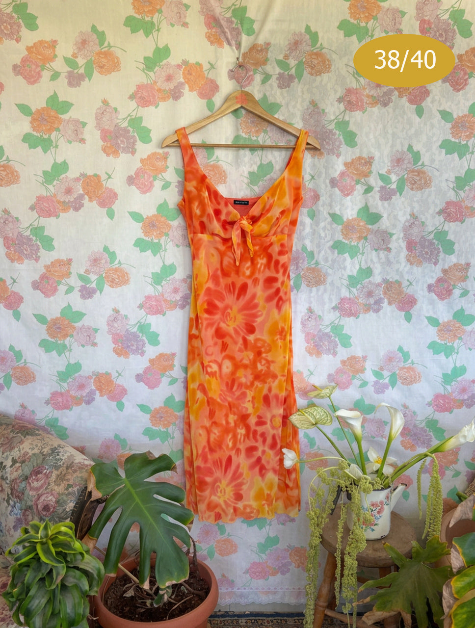 90's Floral Midi Dress