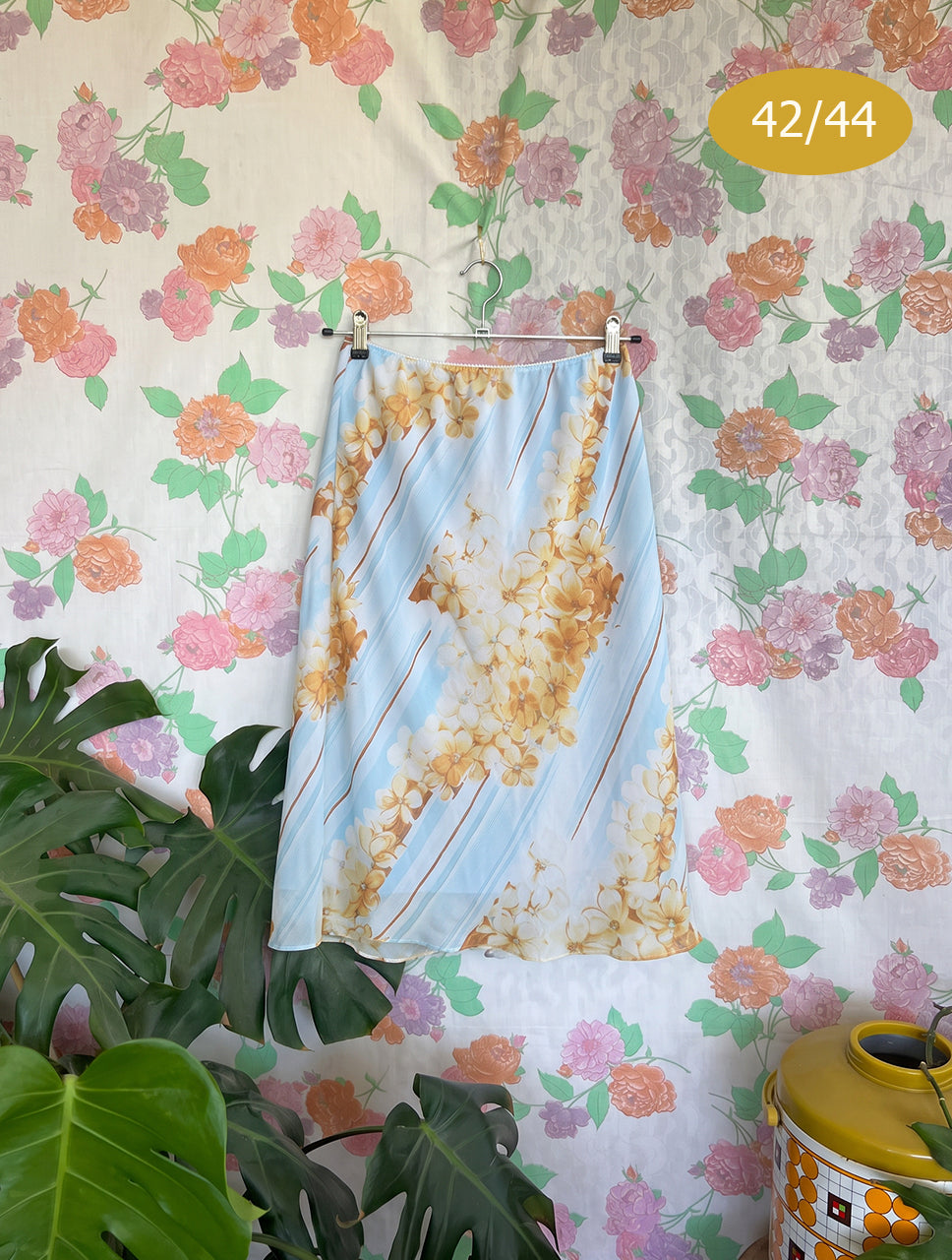 90’s Blue Floral Skirt
