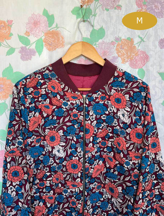 90's Flower Thin Bomber