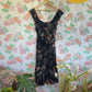 90's Black Floral Midi Dress
