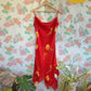 90's Red Floral Slip Dress
