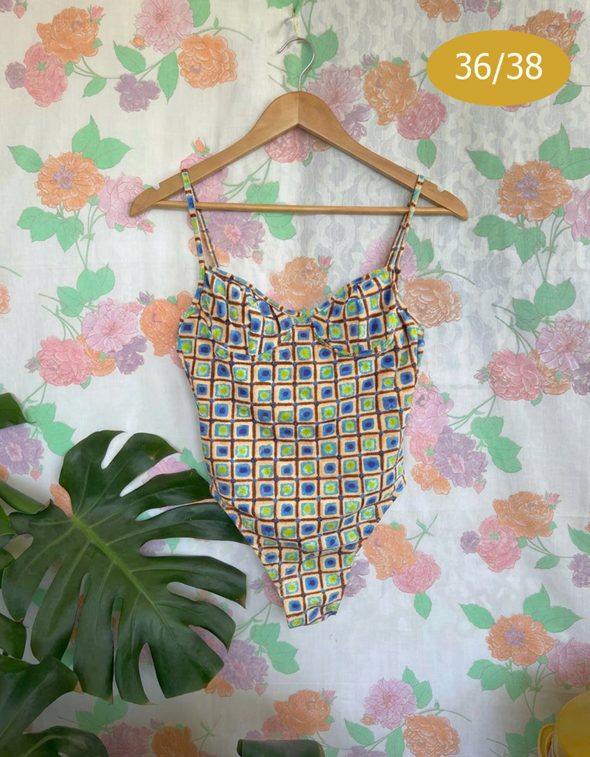 90's Geometric One-Piece Swimsuit