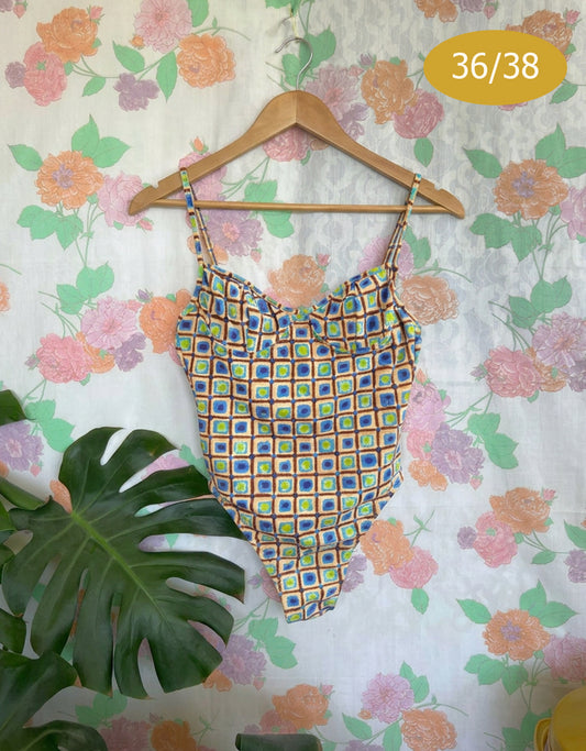 90's Geometric One-Piece Swimsuit