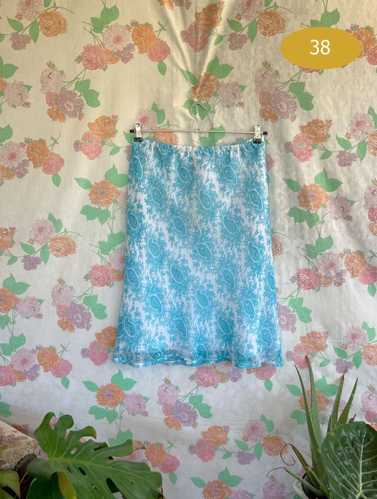 Y2K Blue Floral Skirt
