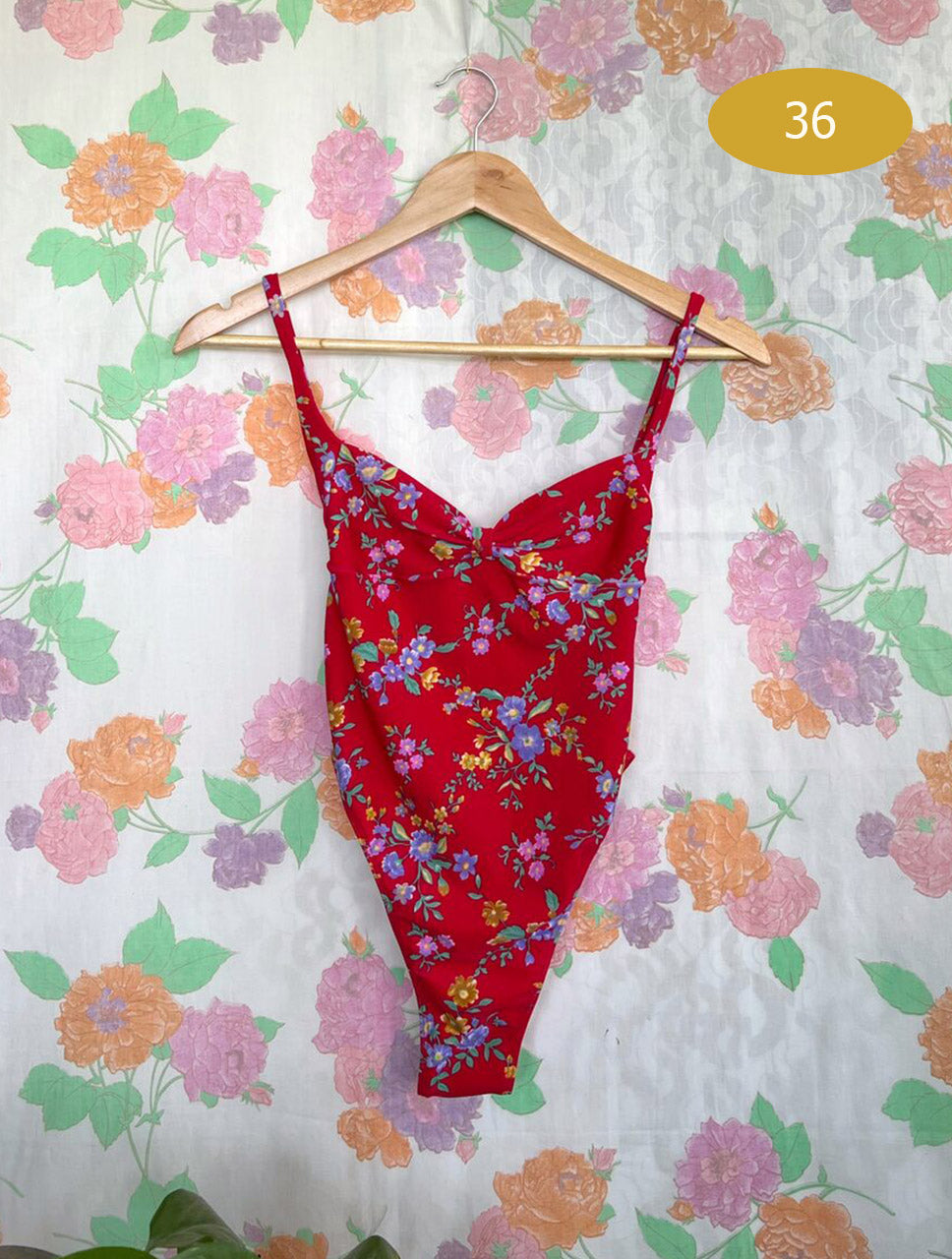 Red Flower Printed Swimsuit