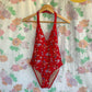 90's Red Iconic Floral Swimsuit