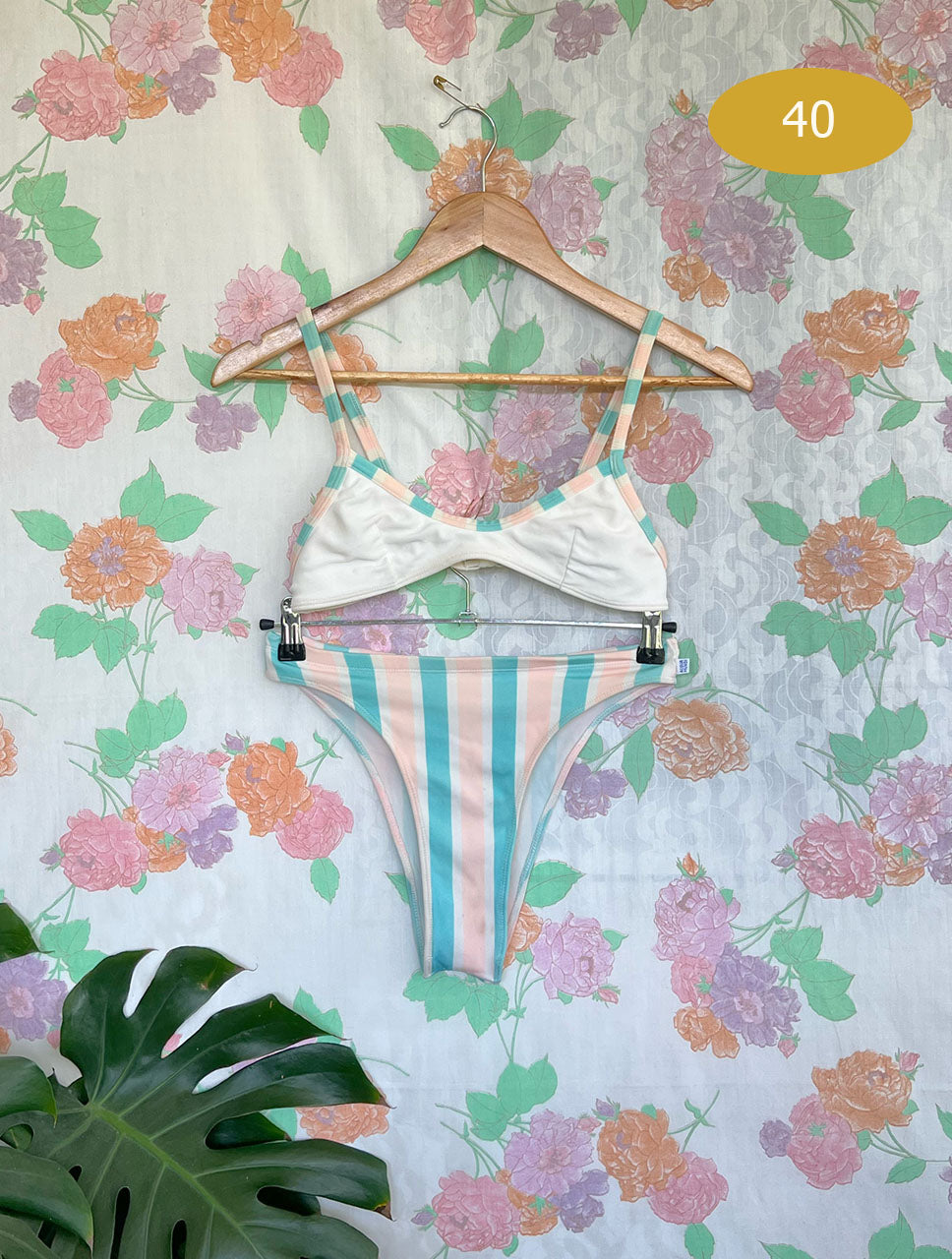 90's Pastel Striped Bikini Set