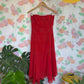 2000's Red Strapless Evening Dress