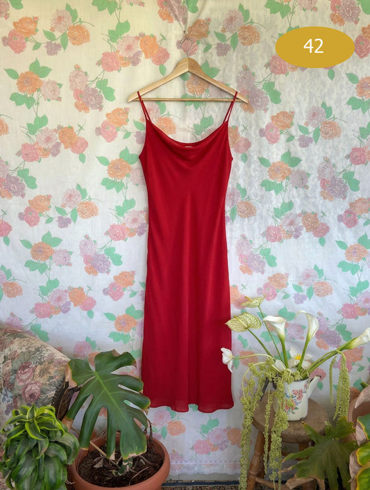 90's Red Slip Dress