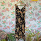 90's Black Floral Asymmetric Dress
