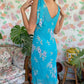 90's Aqua Floral Midi Dress