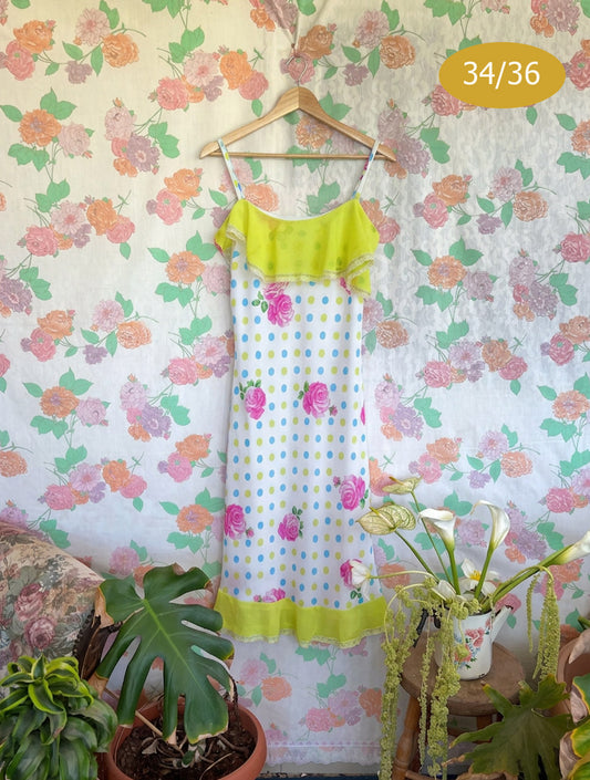 90's Polka Dot Floral Dress