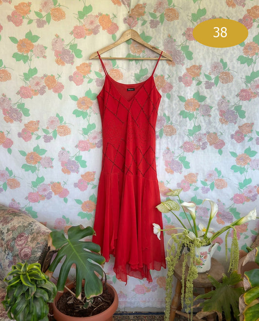 00's Red Beaded Dress