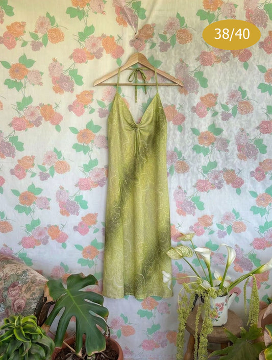 90's Vintage Green Midi Dress