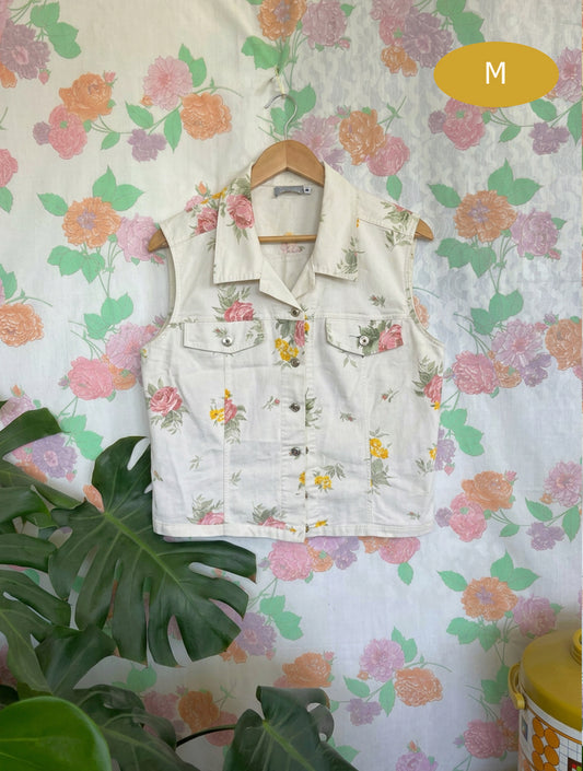 90's Floral Button-Up Vest