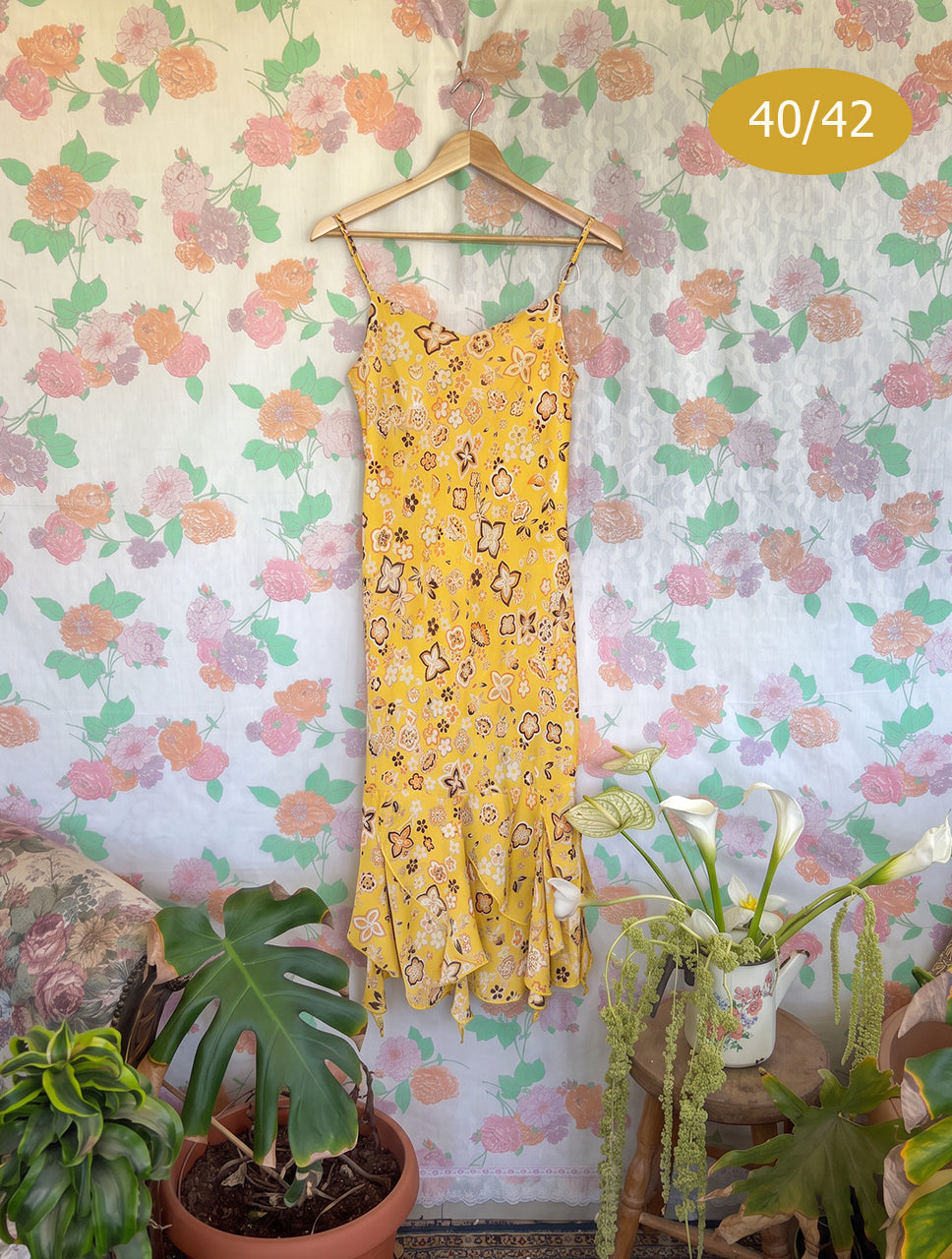 90’s Yellow Floral Slip Dress