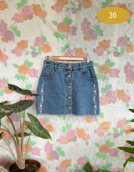 90's Denim Button Skirt
