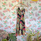 90's Black Open Back Floral Dress