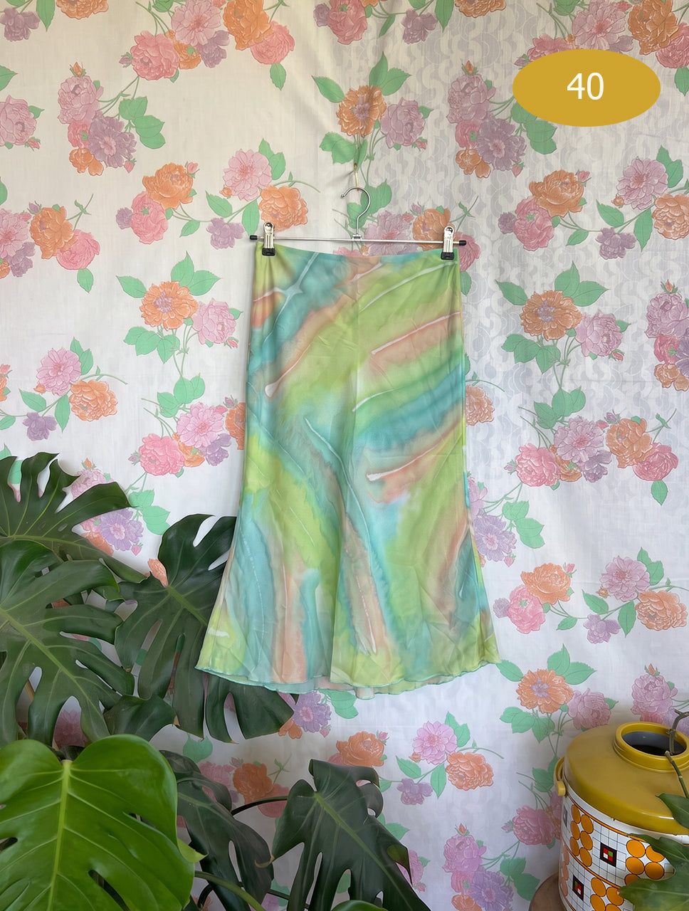 90's Abstract Print Midi Skirt