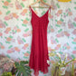 90's Red V-Neck Beaded Dress