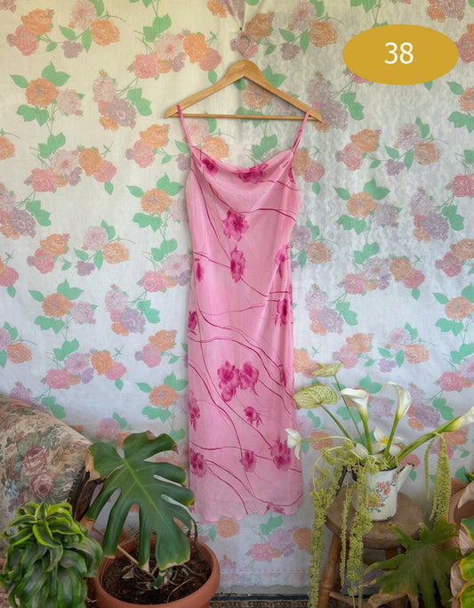 90's Pink Floral Slip Dress
