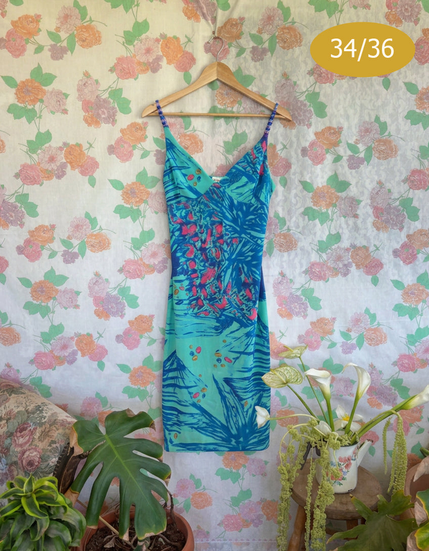 00's Tropical Print Short Dress