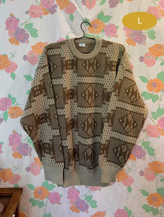 Vintage Brown Tones Knit Sweater
