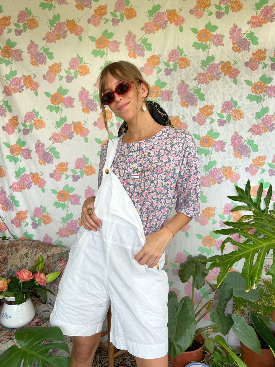 White Cotton Short Jumpsuit