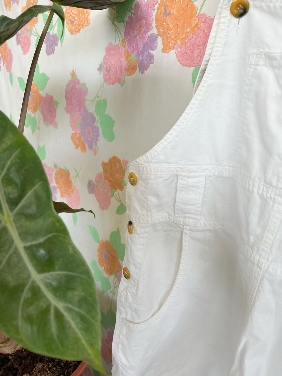 White Cotton Short Jumpsuit