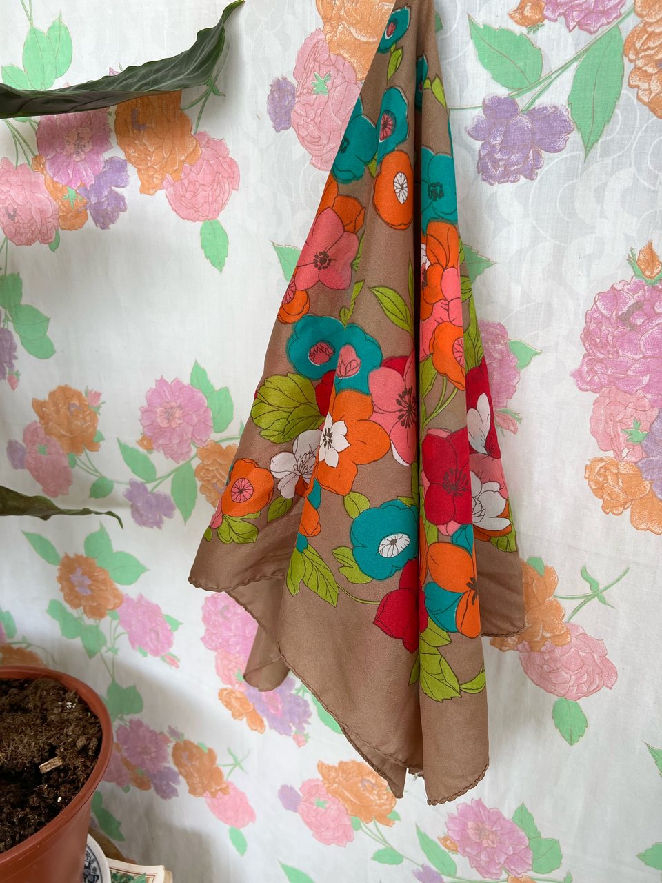 Unique Brown Flower Scarf