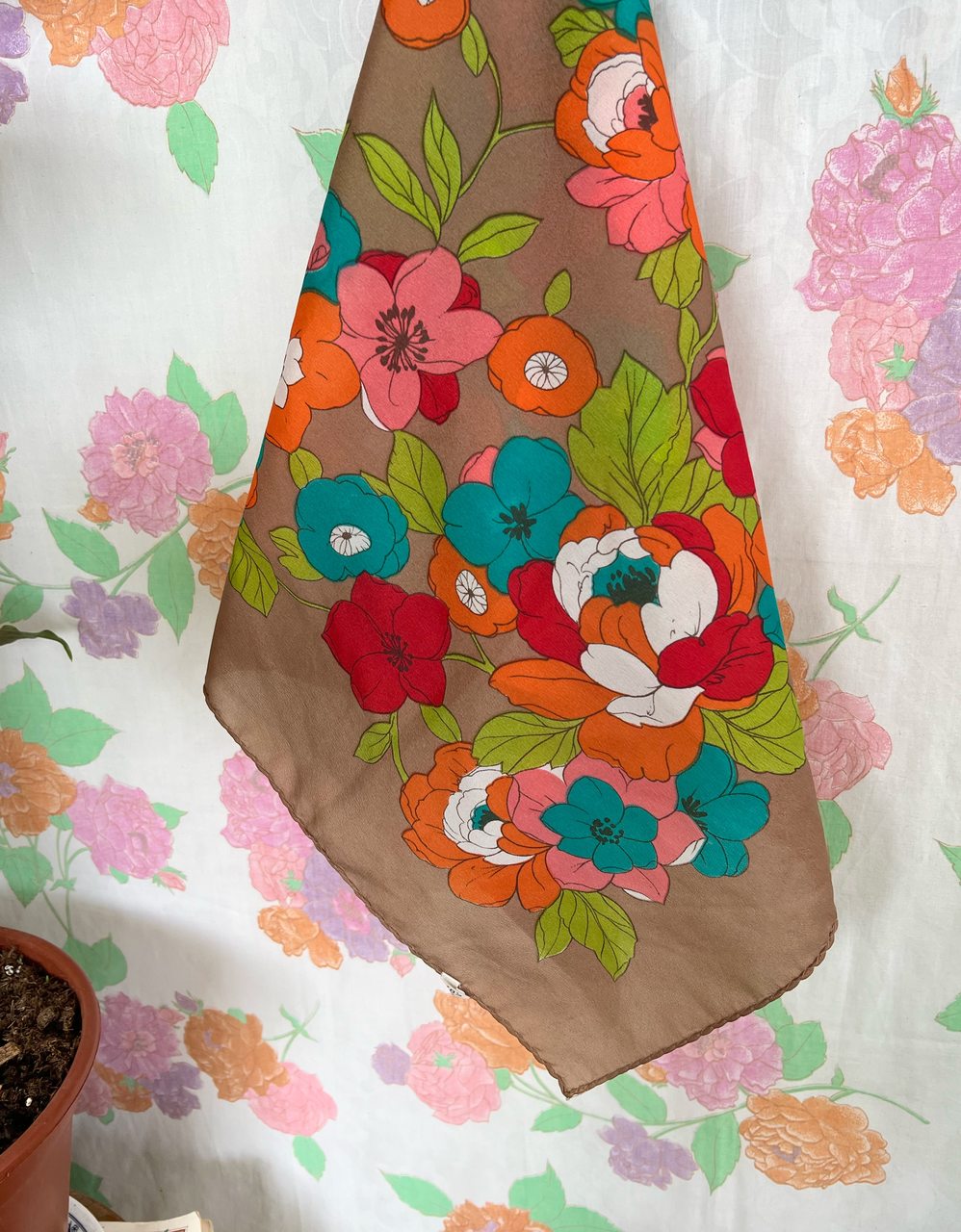 Unique Brown Flower Scarf