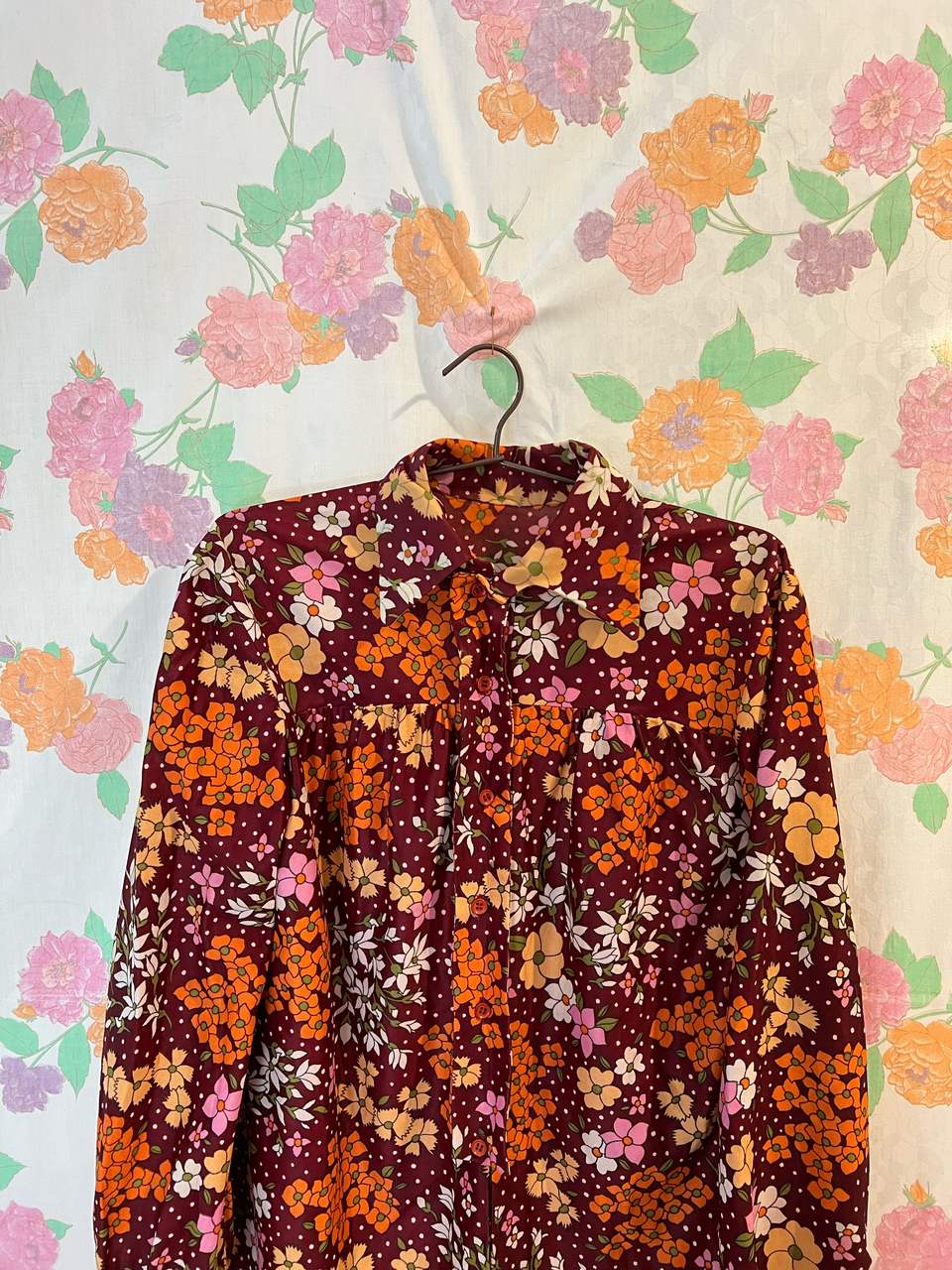80's Unique Flower Long Shirt