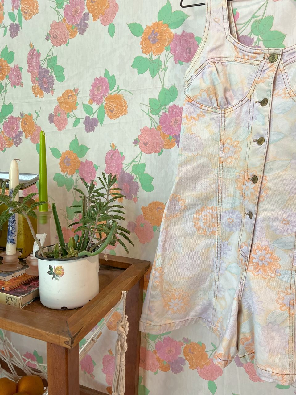 Flower Printed Denim Jumpsuit