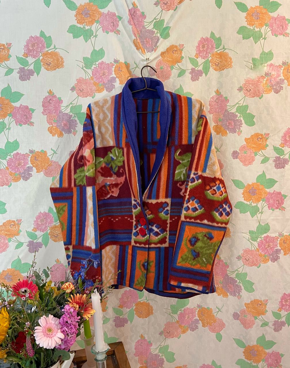 Vintage Printed Fleece Coat